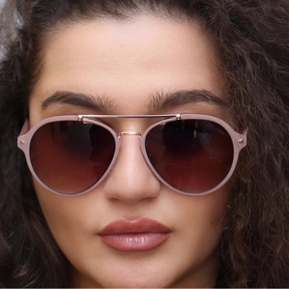 Velvet Mauve and Gold Aviator Sunglasses